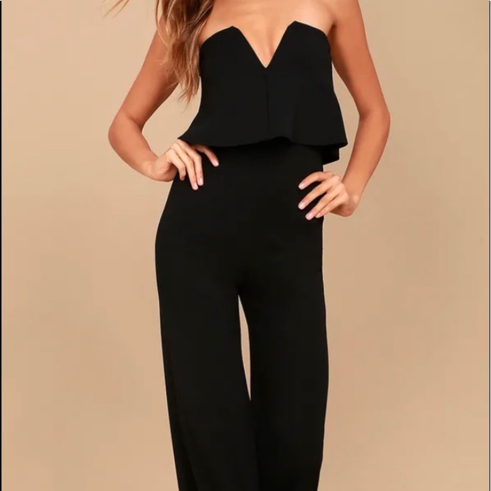 Lulu’s Power of Love Black Strapless Jumpsuit